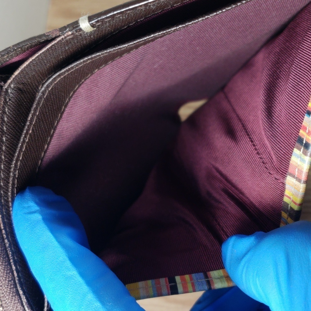 Paul Smith Dark Brown Leather Snap, Zip Bifold Wallet 5.25 x 3.5" - Compartments - Picture 12 of 12